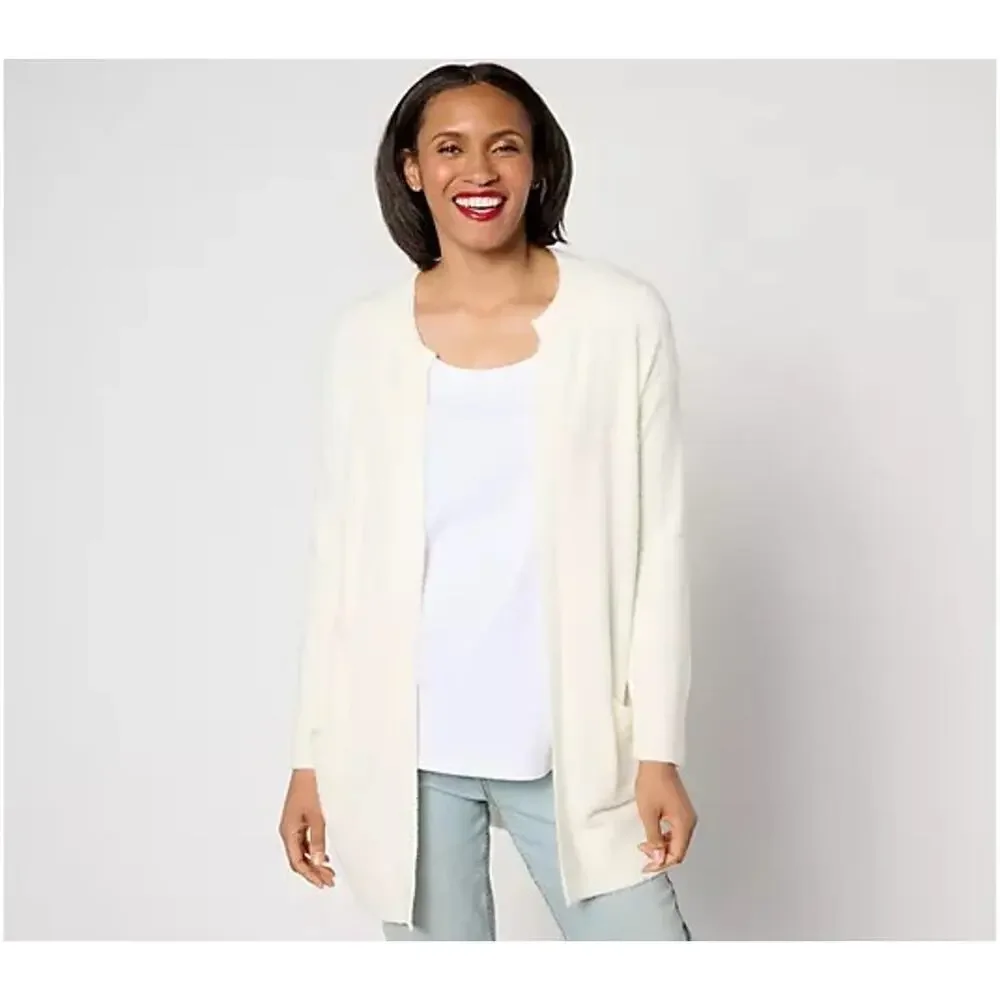 Barefoot Dreams CozyChic Lite Side Zip Cardigan Pearl, Small A635812